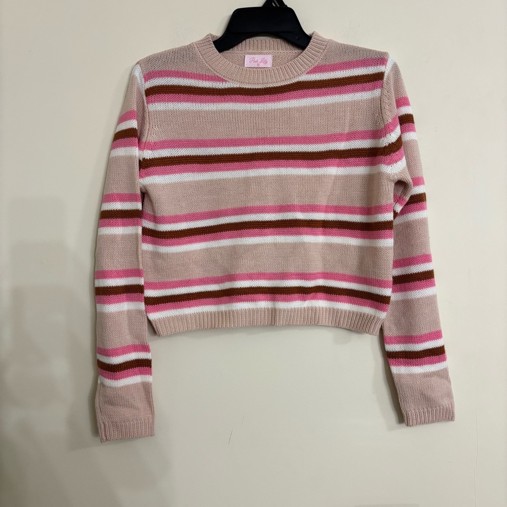 Pink Lily Slightly Cropped Sweater